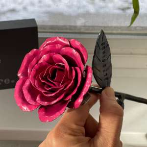 Dark Pink metal Rose gift
